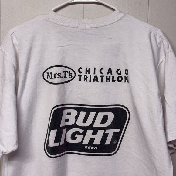 Mrs. T's Chicago Sun Times Triathlon Bally Total Fitness Bud Light Ad Tee Men L - Picture 9 of 11